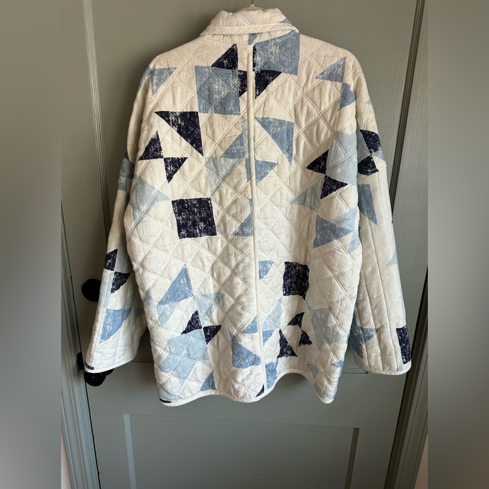 Anthropologie Quilted Jacket in Blue and White - Picture 9 of 15